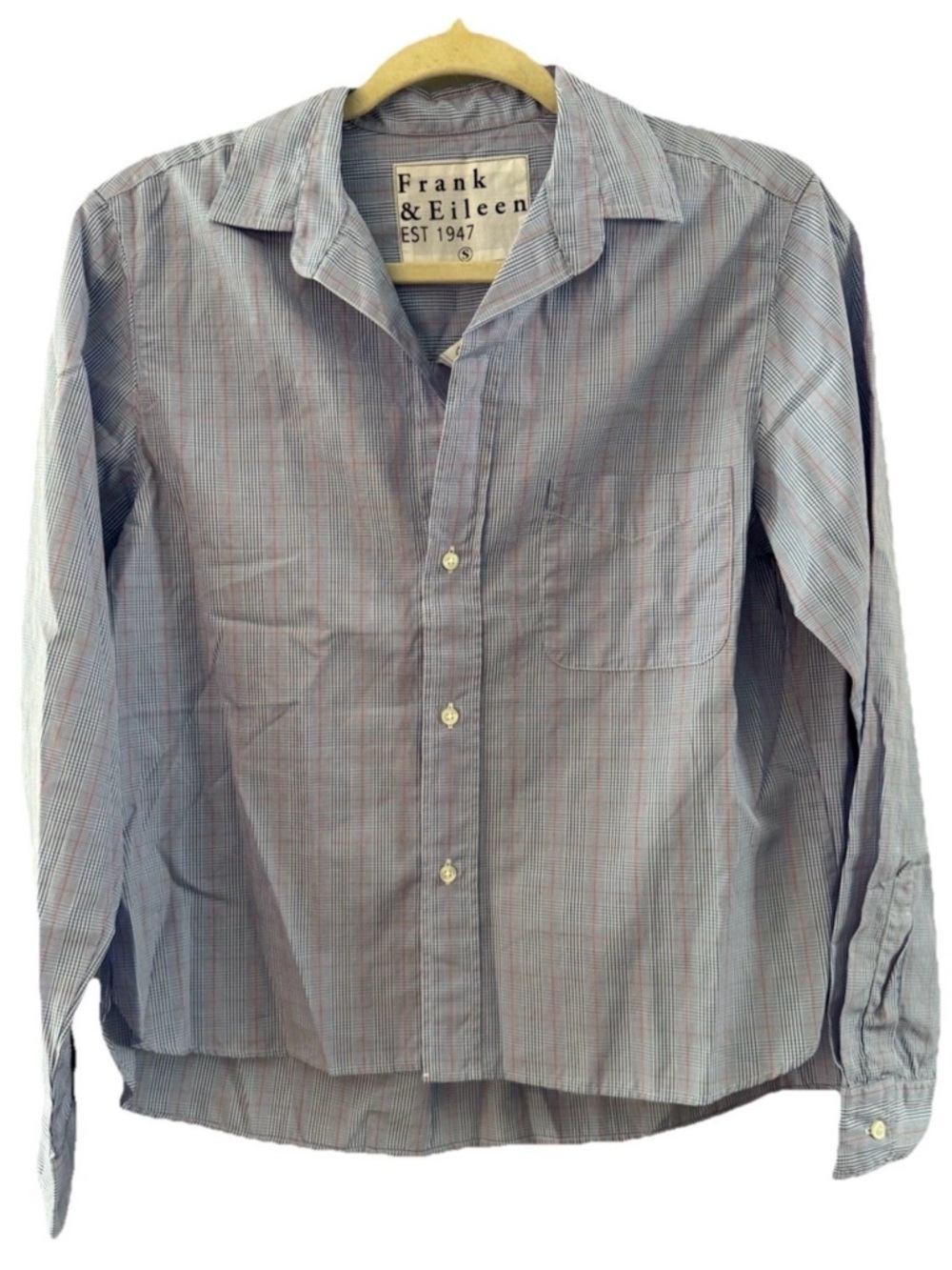 Frank & Eileen Silvio Italian Blue Plaid Button Up Size Small NWOT